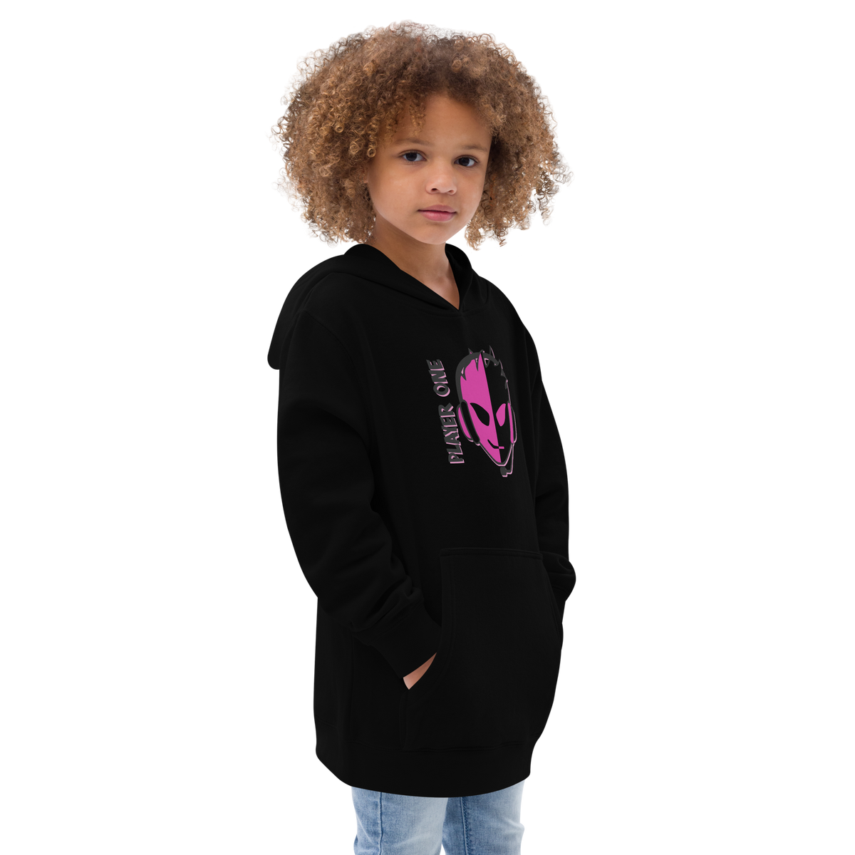 KIDS PINK SPLIT FACE HOODIE