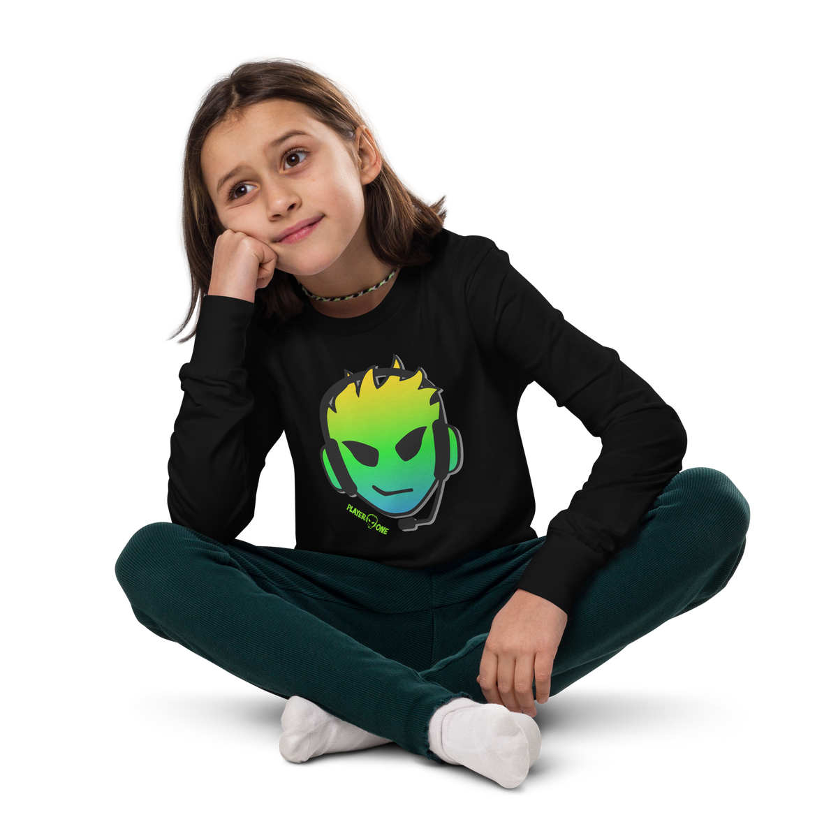 KIDS PLAYERONE GREEN GRADIENT LONG SLEEVE