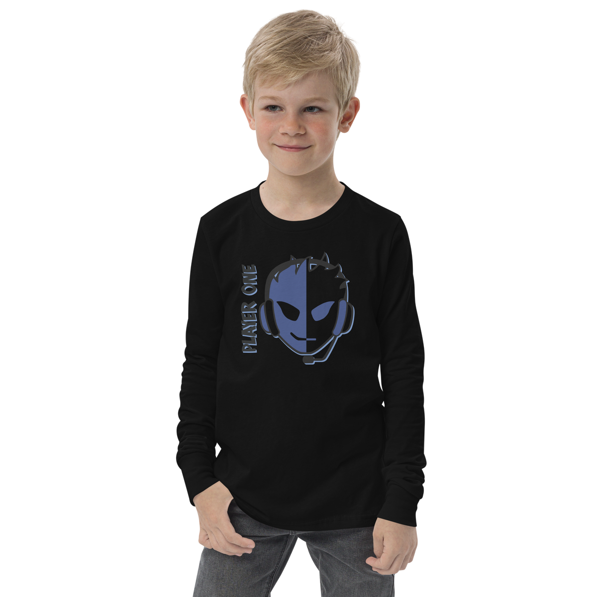 KIDS PLAYERONE BLUE SPLITFACE LONG SLEEVE