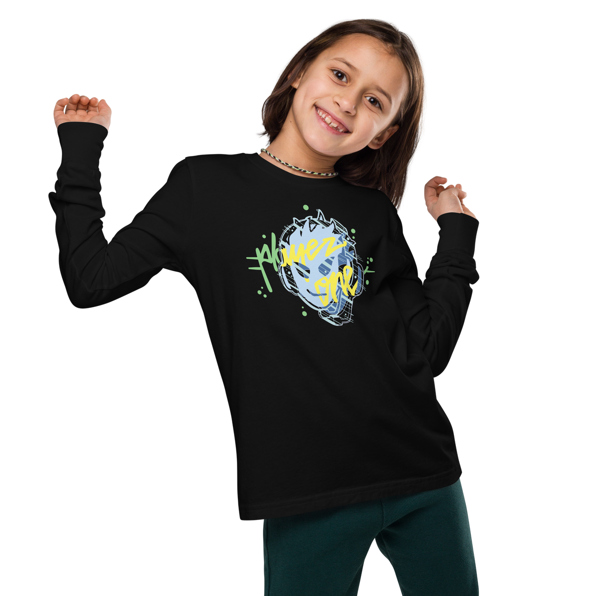 KIDS PLAYERONE CYAN 3D LONG SLEEVE