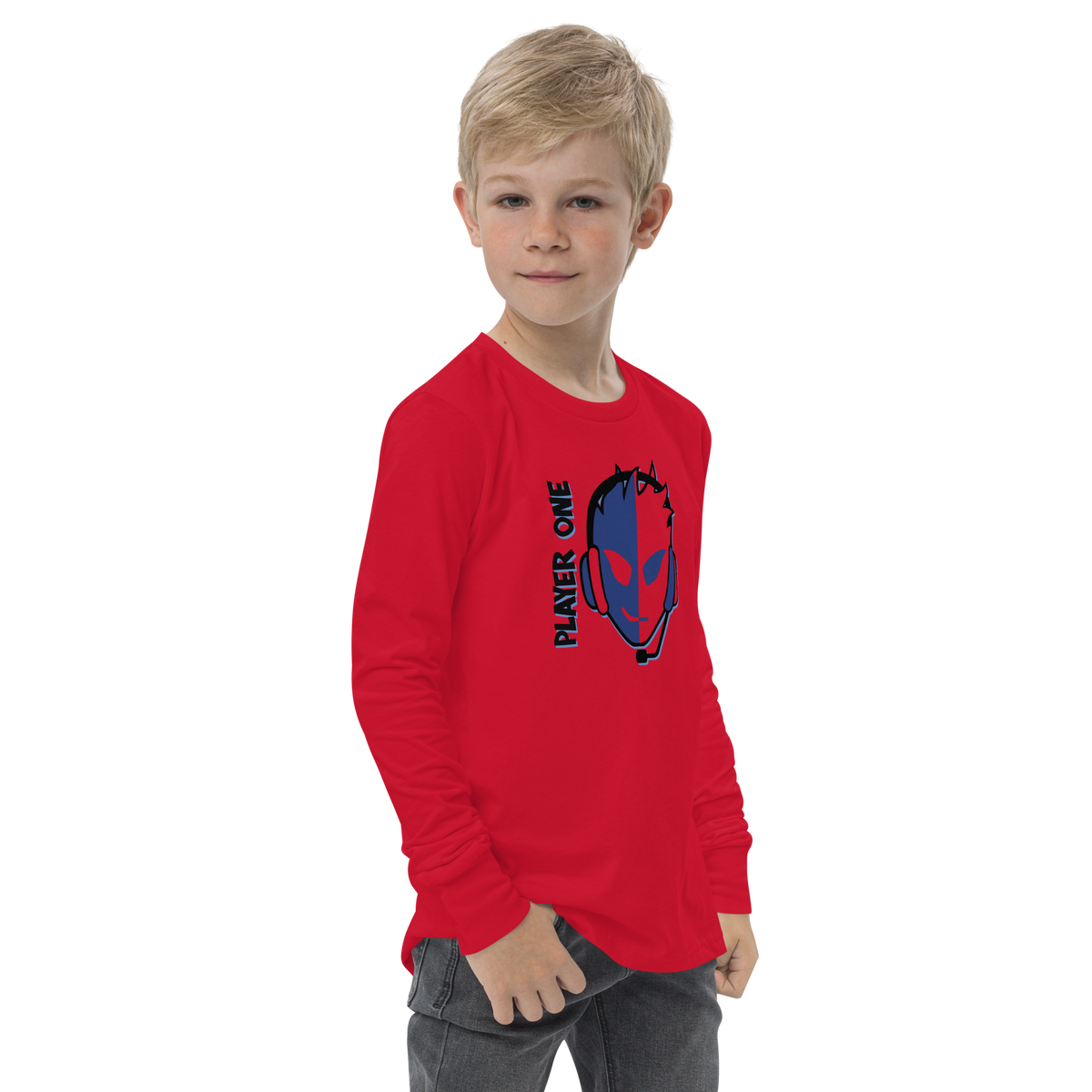 KIDS PLAYERONE BLUE SPLITFACE LONG SLEEVE