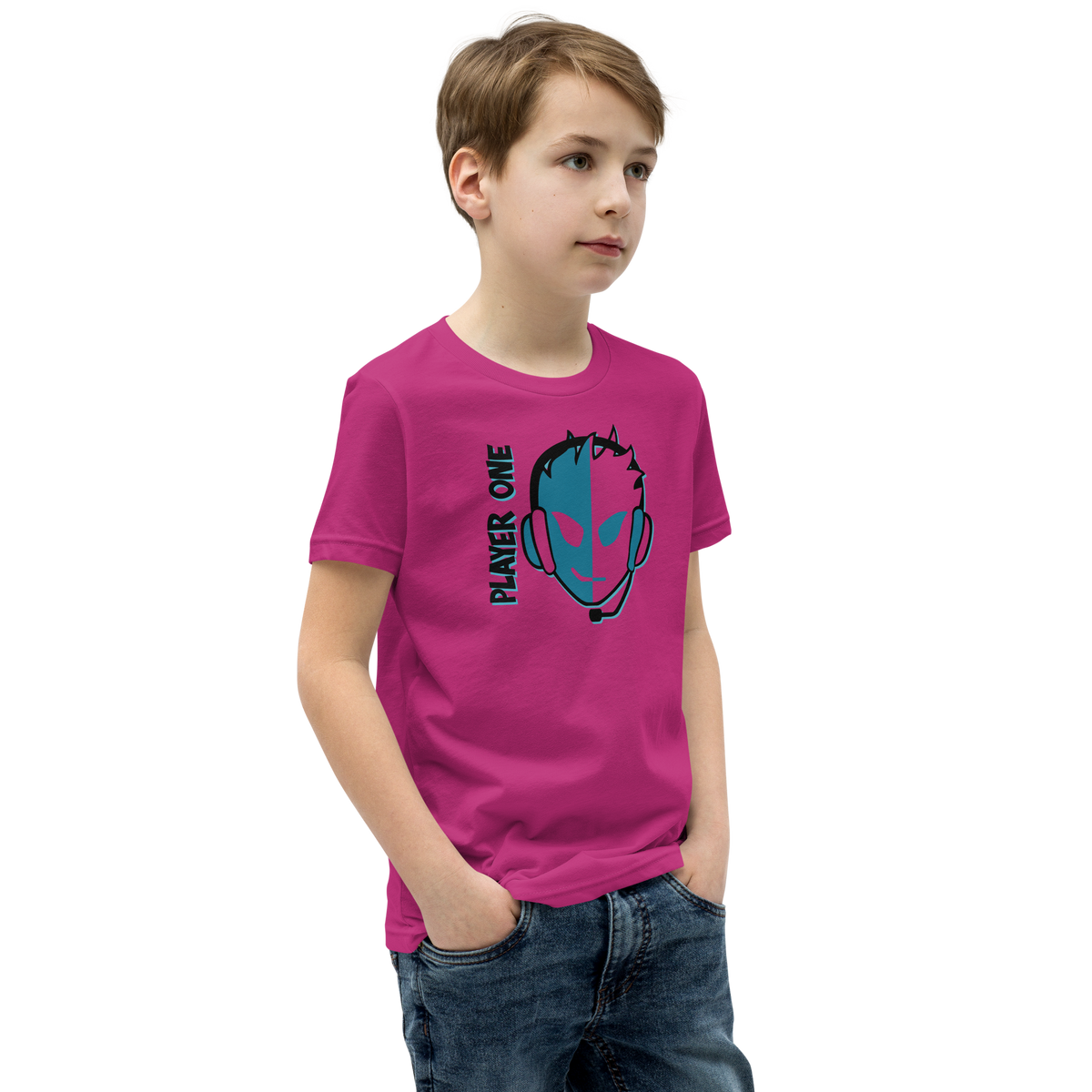 KIDS PLAYERONE AQUA SPLITFACE T-SHIRT