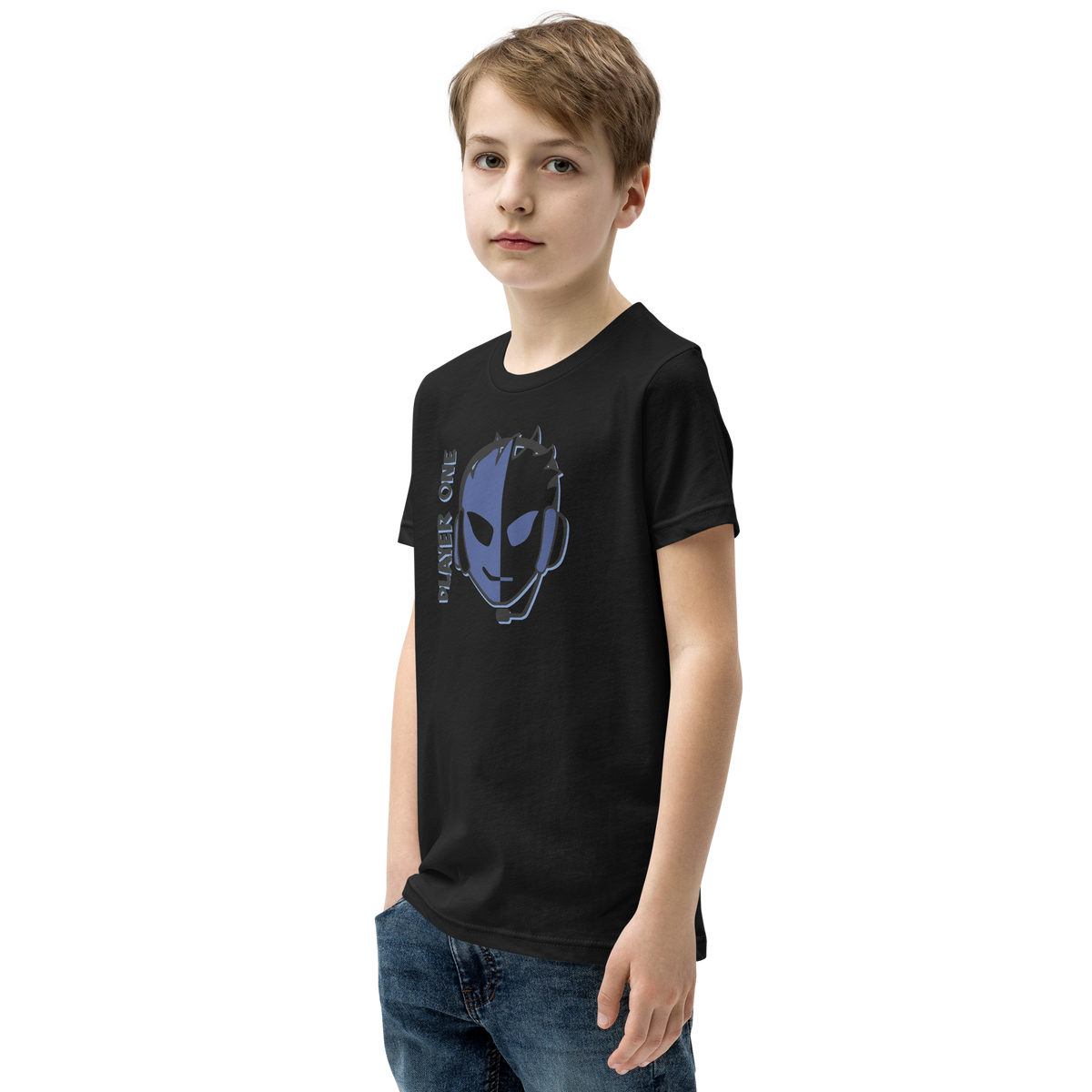 KIDS PLAYERONE BLUE SPLITFACE T-SHIRT