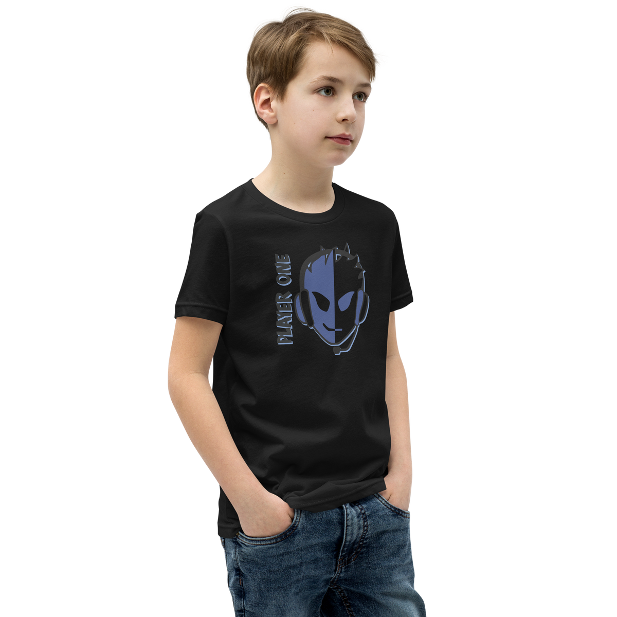 KIDS PLAYERONE BLUE SPLITFACE T-SHIRT