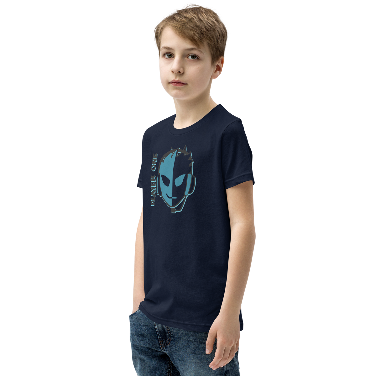 KIDS PLAYERONE AQUA SPLITFACE T-SHIRT